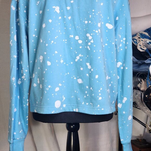 Nickelodeon Spongebob Blue White Snow Splatter Fleece Lined Crop Sweatshirt XXL - Picture 14 of 16